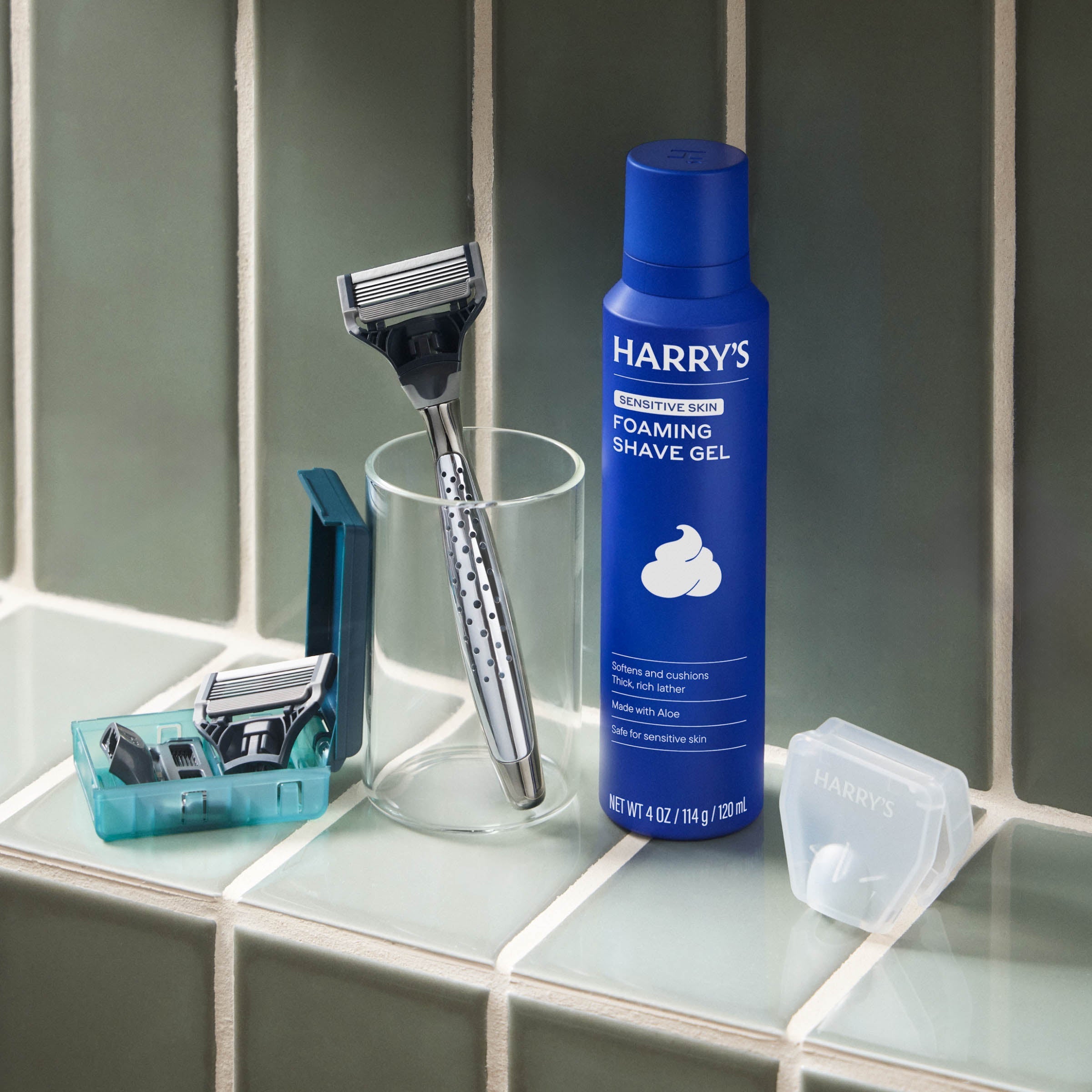 Harry's Original Chrome Shave Set / Chrome - Obsidian / Shave Cream